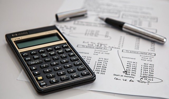 calculator and financial documents